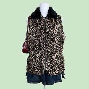 Leopard print faux leather y2k reversible vest